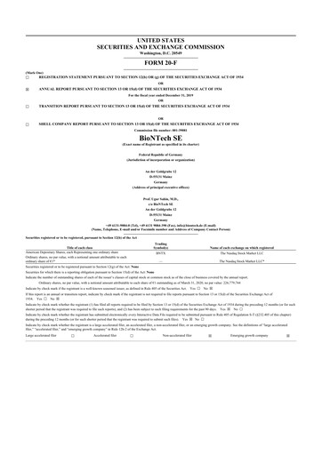 Thumbnail BioNTech 20-F Annual Report 2019