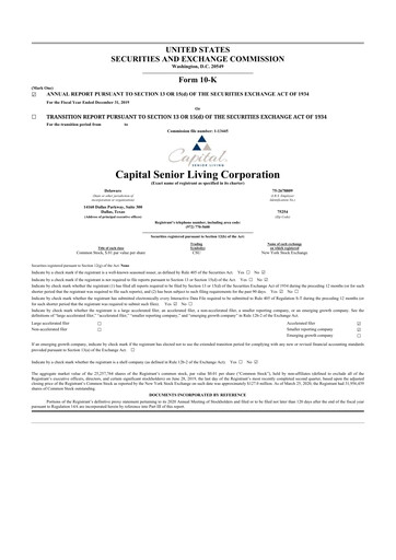 Thumbnail Sonida Senior Living 10-K Annual Report 2019