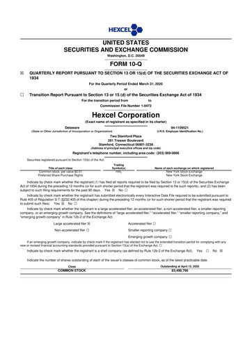 Thumbnail Hexcel
 10-Q Quarterly Report FY2020 
