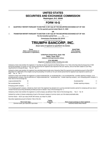 Vorschaubild Triumph Financial 10-Q Quartalsbericht 2020 