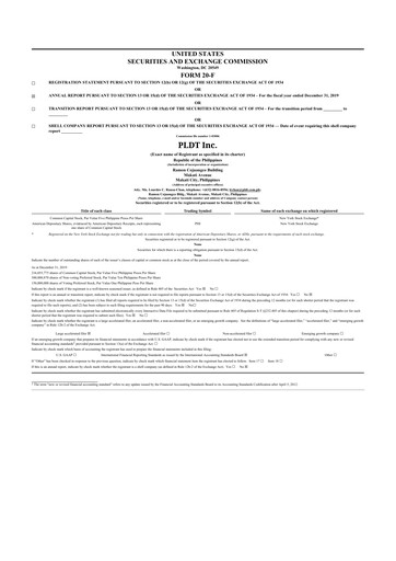 Thumbnail PLDT 20-F Annual Report 2019