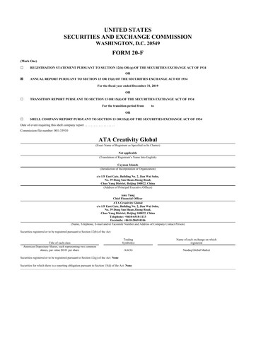 Thumbnail ATA Creativity Global 20-F Annual Report 2019