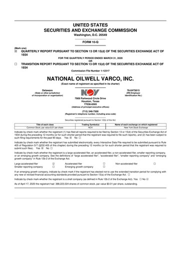 Thumbnail NOV 10-Q Quarterly Report FY2020 