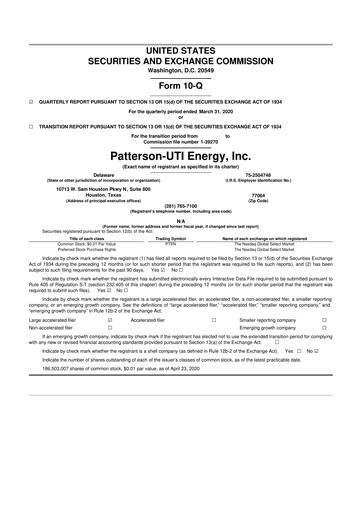 Thumbnail Patterson-UTI Energy 10-Q Quarterly Report FY2020 