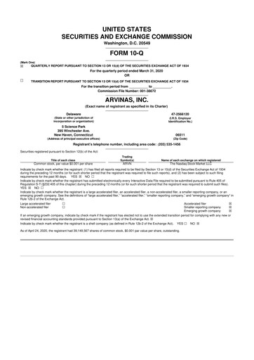 Thumbnail Arvinas 10-Q Quarterly Report FY 