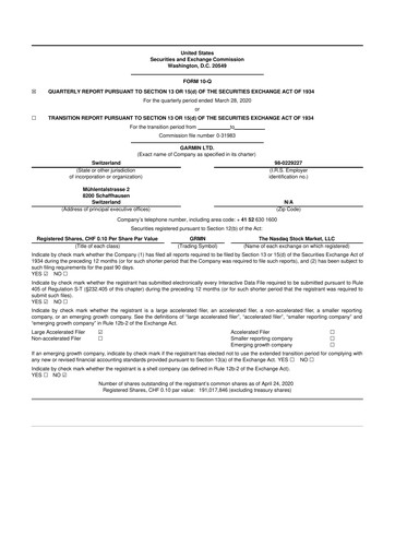 Vorschaubild Garmin 10-Q Quartalsbericht 2020 