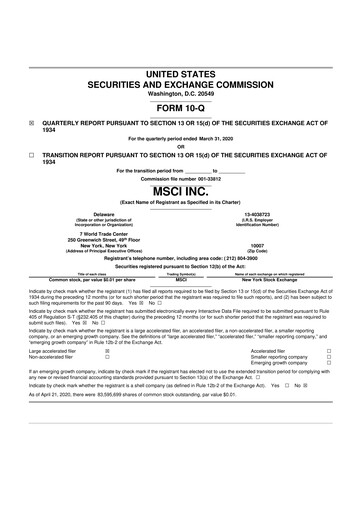 Vorschaubild MSCI 10-Q Quartalsbericht  