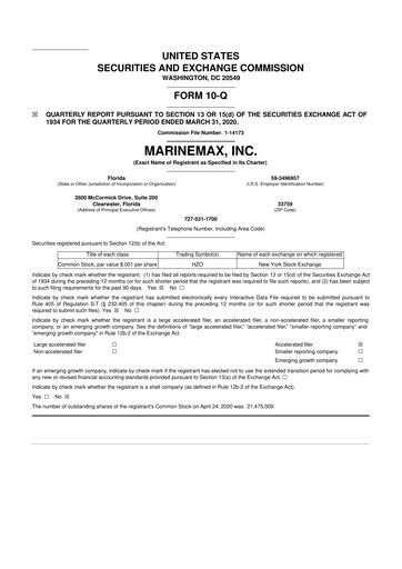 Thumbnail MarineMax 10-Q Quarterly Report FY2020 