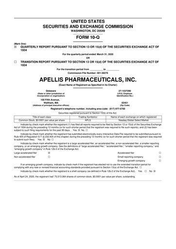 Thumbnail Apellis Pharmaceuticals 10-Q Quarterly Report FY2020 