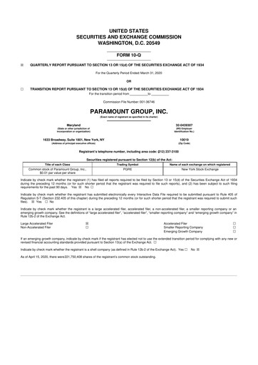 Vorschaubild Paramount Group 10-Q Quartalsbericht 2020 