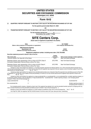 Thumbnail SITE Centers
 10-Q Quarterly Report FY2020 