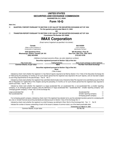 Thumbnail Imax Corp 10-Q Quarterly Report FY2020 