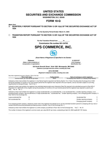 Thumbnail SPS Commerce
 10-Q Quarterly Report FY2020 