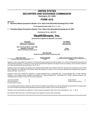 Thumbnail HealthStream 10-Q Quarterly Report FY2020 