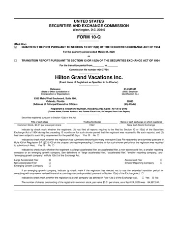 Thumbnail Hilton Grand Vacations
 10-Q Quarterly Report FY2020 