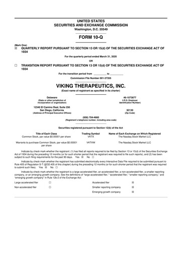 Thumbnail Viking Therapeutics
 10-Q Quarterly Report FY2020 