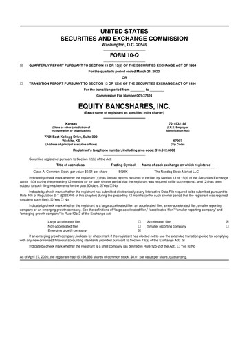 Vorschaubild Equity Bancshares 10-Q Quartalsbericht 2020 
