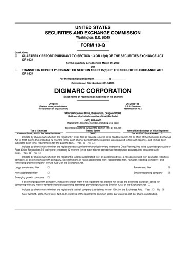 Vorschaubild Digimarc
 10-Q Quartalsbericht 2020 