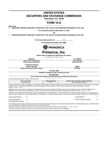 Vorschaubild Primerica
 10-Q Quartalsbericht 2020 