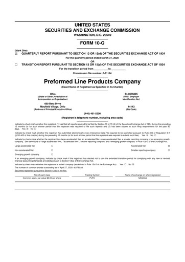 Thumbnail Preformed Line Products 10-Q Quarterly Report FY2020 