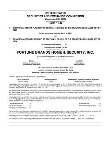 Thumbnail Fortune Brands Innovations 10-Q Quarterly Report FY2020 