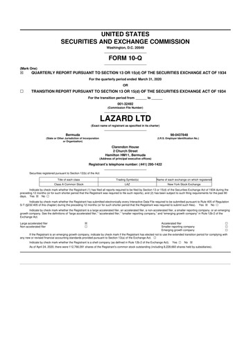 Thumbnail Lazard 10-Q Quarterly Report FY2020 