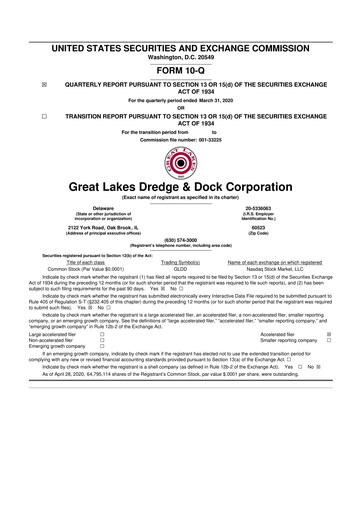 Thumbnail Great Lakes Dredge & Dock Corp. 10-Q Quarterly Report FY2020 