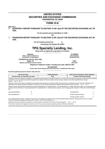 Vorschaubild Sixth Street Specialty Lending 10-Q Quartalsbericht  