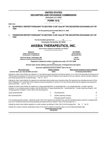 Thumbnail Akebia Therapeutics 10-Q Quarterly Report FY2020 
