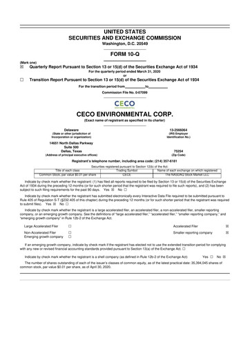 Thumbnail CECO Environmental
 10-Q Quarterly Report FY2020 