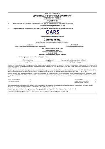Thumbnail Cars.com 10-Q Quarterly Report FY2020 