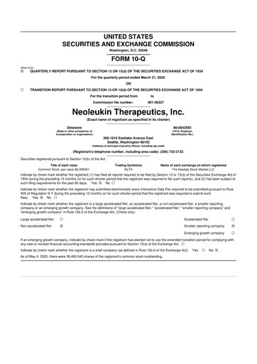 Vorschaubild Neurogene 10-Q Quartalsbericht 2020 