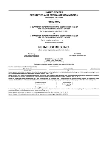 Thumbnail NL Industries 10-Q Quarterly Report FY2020 