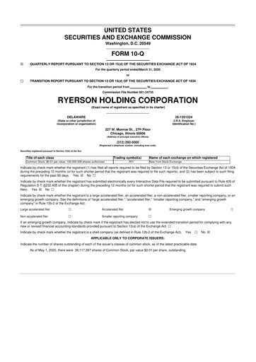 Miniature Ryerson 10-Q Rapport trimestriel 2020 