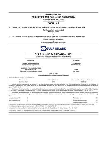Thumbnail Gulf Island Fabrication
 10-Q Quarterly Report FY2020 