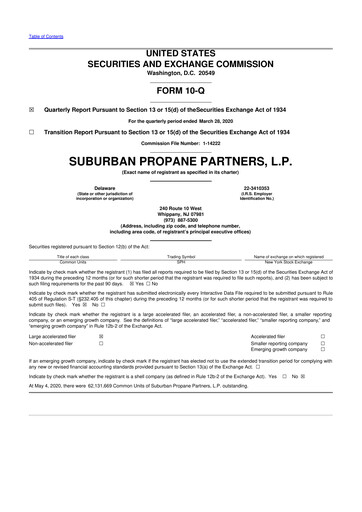Thumbnail Suburban Propane Partners 10-Q Quarterly Report FY2020 