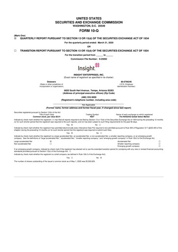 Thumbnail Insight Enterprises
 10-Q Quarterly Report FY2020 