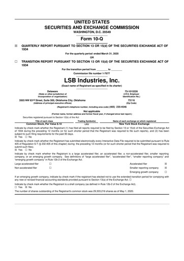 Thumbnail LSB Industries 10-Q Quarterly Report FY2020 