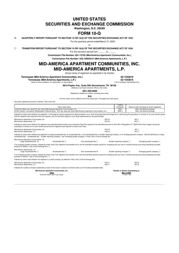 Thumbnail Mid-America Apartment Communities 10-Q Quarterly Report FY2020 