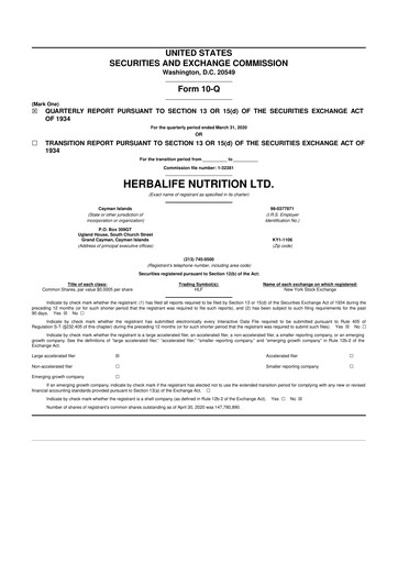 Thumbnail Herbalife 10-Q Quarterly Report FY2020 