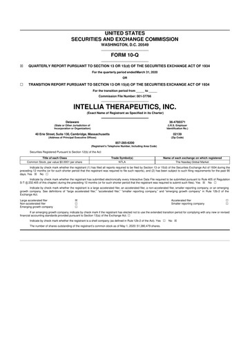 Thumbnail Intellia Therapeutics 10-Q Quarterly Report FY2020 