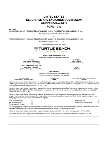 Thumbnail Turtle Beach Corp
 10-Q Quarterly Report FY2020 