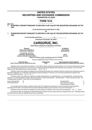 Thumbnail CarGurus 10-Q Quarterly Report FY2020 