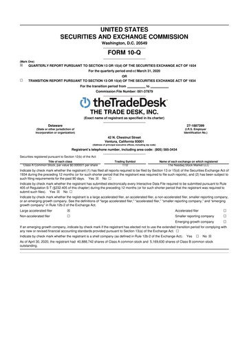 Thumbnail The Trade Desk
 10-Q Quarterly Report FY2020 