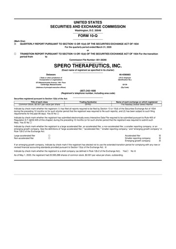 Thumbnail Spero Therapeutics 10-Q Quarterly Report FY2020 