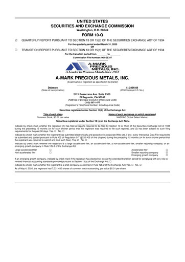Thumbnail A-Mark Precious Metals 10-Q Quarterly Report FY2020 