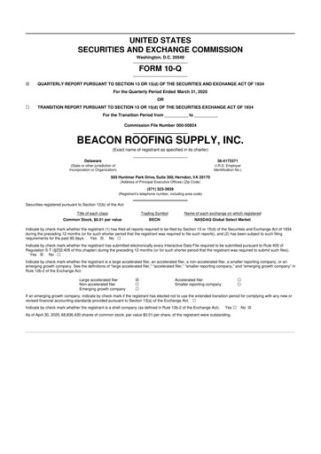 Vorschaubild Beacon Roofing Supply 10-Q Quartalsbericht 2020 