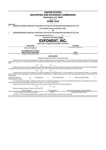 Thumbnail Exponent
 10-Q Quarterly Report FY2020 