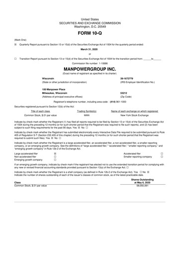 Thumbnail ManpowerGroup 10-Q Quarterly Report FY2020 