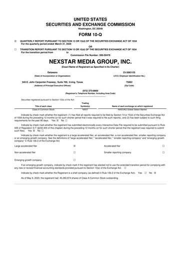Thumbnail Nexstar Media Group
 10-Q Quarterly Report FY2020 
